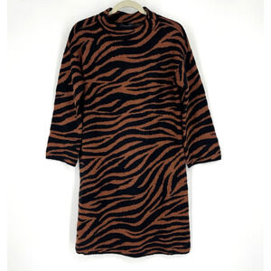 Ann Taylor Mockneck Animal Print Sweater Dress Medium NWT Black Brown Sparkly